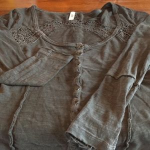 Free People Embroidered Lace Henley